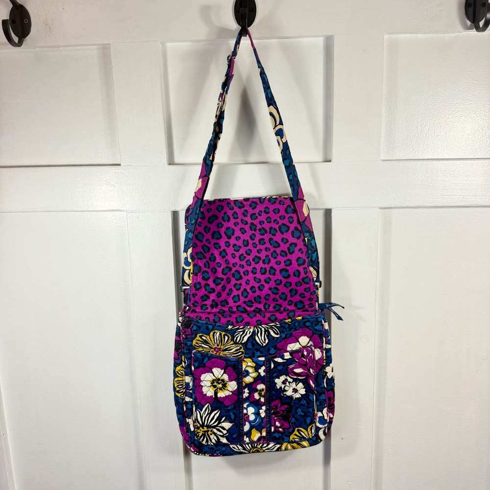 Vera Bradley Hipster African Violet Quilted Floral Leopard Crossbody Bag